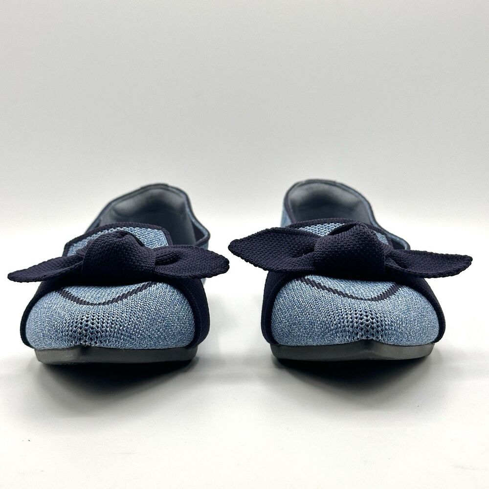 VIVAIA Michelle 2.0 Chic Pointed Toe Bow Loafers Denim Blue Chambray Flats EU 36 - Picture 2 of 10